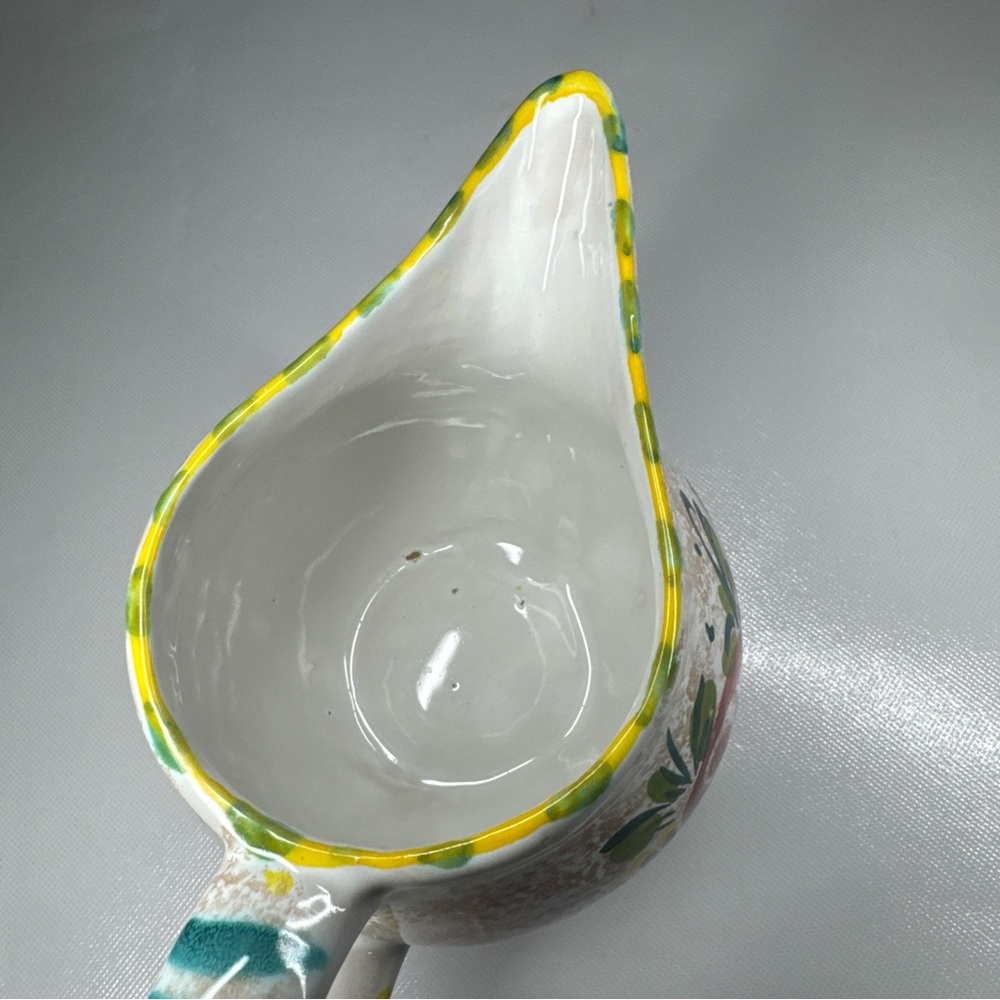 Vintage Italian Ceramic Creamer Pitcher Hand Painted Floral Made In Italy - Picture 7 of 11